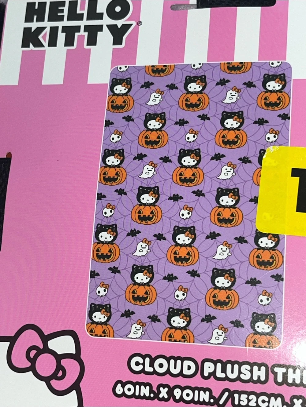 Hello Kitty Purple and Orange Halloween Cat Costume Plush Throw Sz Twin NEW NWT